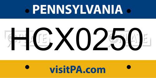 HCX0250 Pennsylvania License Plate