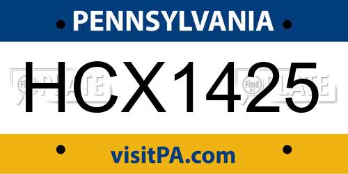 HCX1425 Pennsylvania License Plate