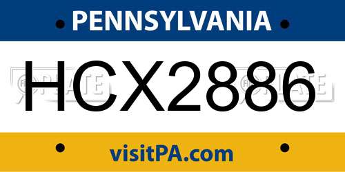 HCX2886 Pennsylvania License Plate