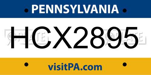 HCX2895 Pennsylvania License Plate