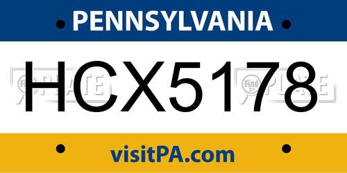 HCX5178 Pennsylvania License Plate