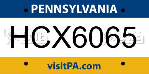 HCX6065 Pennsylvania License Plate