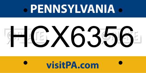 HCX6356 Pennsylvania License Plate