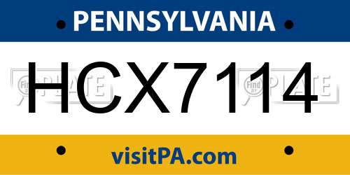 HCX7114 Pennsylvania License Plate