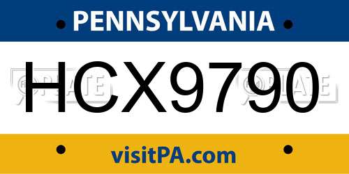 HCX9790 Pennsylvania License Plate