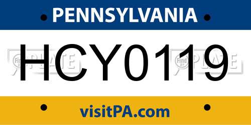 HCY0119 Pennsylvania License Plate
