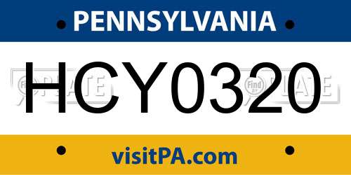 HCY0320 Pennsylvania License Plate