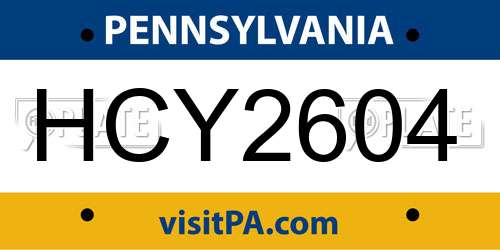 HCY2604 Pennsylvania License Plate