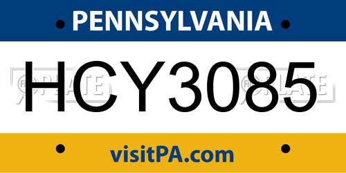 HCY3085 Pennsylvania License Plate