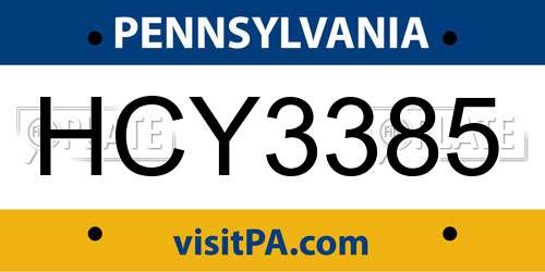HCY3385 Pennsylvania License Plate