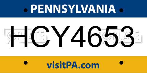 HCY4653 Pennsylvania License Plate