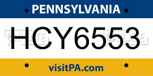 HCY6553 Pennsylvania License Plate