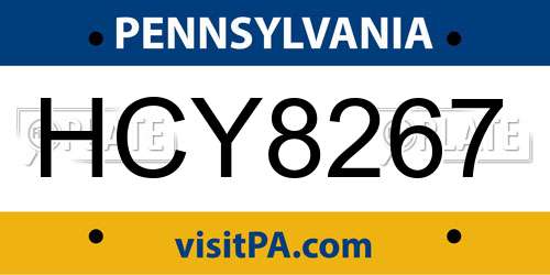 HCY8267 Pennsylvania License Plate