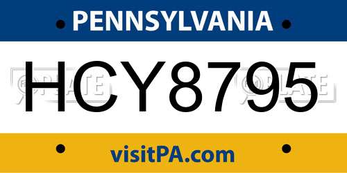 HCY8795 Pennsylvania License Plate