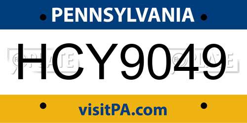 HCY9049 Pennsylvania License Plate