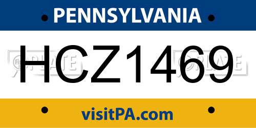 HCZ1469 Pennsylvania License Plate