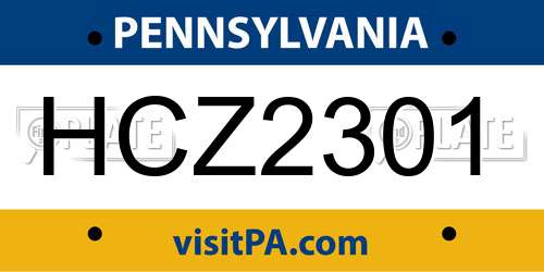 HCZ2301 Pennsylvania License Plate
