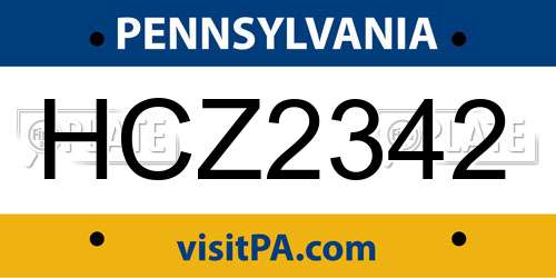 HCZ2342 Pennsylvania License Plate