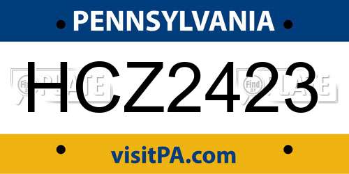 HCZ2423 Pennsylvania License Plate