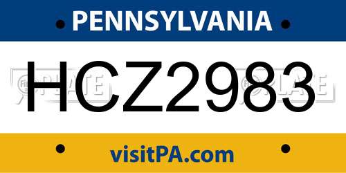 HCZ2983 Pennsylvania License Plate