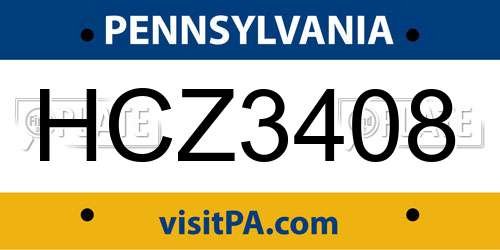 HCZ3408 Pennsylvania License Plate