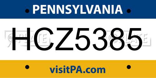 HCZ5385 Pennsylvania License Plate