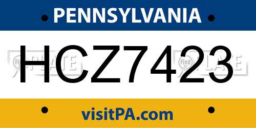 HCZ7423 Pennsylvania License Plate