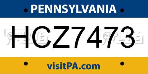 HCZ7473 Pennsylvania License Plate