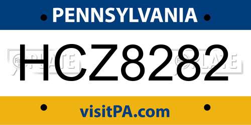 HCZ8282 Pennsylvania License Plate
