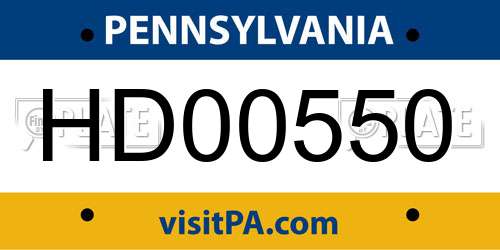 HD00550 Pennsylvania License Plate
