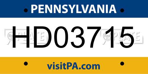 HD03715 Pennsylvania License Plate