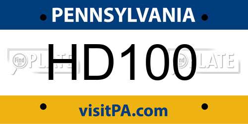 HD100 Pennsylvania License Plate