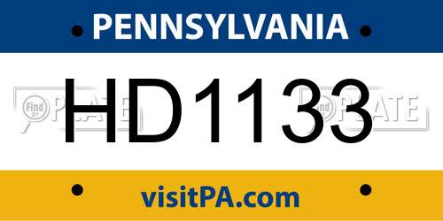 HD1133 Pennsylvania License Plate