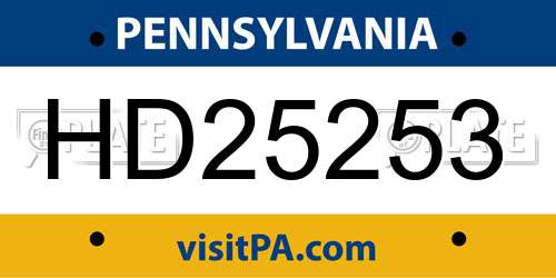 HD25253 Pennsylvania License Plate