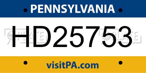 HD25753 Pennsylvania License Plate