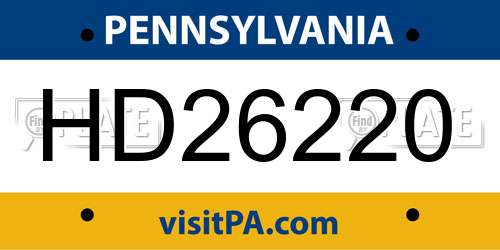 HD26220 Pennsylvania License Plate