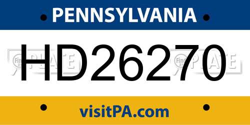 HD26270 Pennsylvania License Plate