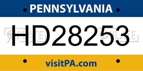 HD28253 Pennsylvania License Plate