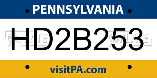 HD2B253 Pennsylvania License Plate