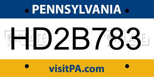 HD2B783 Pennsylvania License Plate