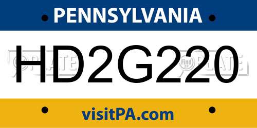 HD2G220 Pennsylvania License Plate