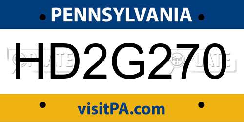 HD2G270 Pennsylvania License Plate