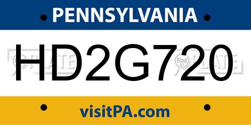 HD2G720 Pennsylvania License Plate