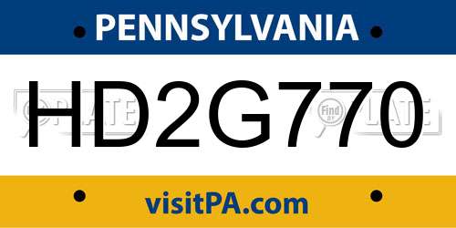 HD2G770 Pennsylvania License Plate