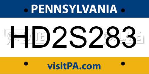 HD2S283 Pennsylvania License Plate