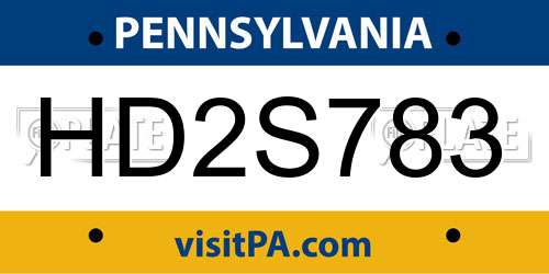 HD2S783 Pennsylvania License Plate