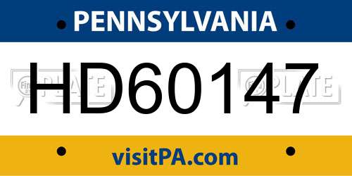 HD60147 Pennsylvania License Plate