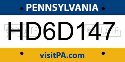 HD6D147 Pennsylvania License Plate