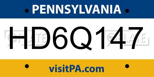 HD6Q147 Pennsylvania License Plate