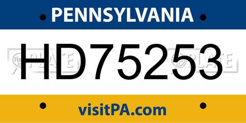 HD75253 Pennsylvania License Plate
